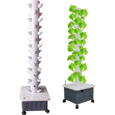 WTAILYSOUE 30 kapsulių hidroponikos bokšto sodo hidroponikos auginimo sistema Aeroponics Growing Kit für Kräuter, Obst und Gemüse mit Hydratationspumpe, Adapter, Netztöpfen, Timer für Kräuter