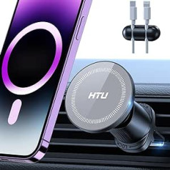 HTU mobiliojo telefono laikiklis automobiliui [Atnaujintas Super Suction & Stable] Automobilinis telefono laikiklis laisvų rankų įranga Priekinis stiklas Oro ventiliacijos automobilio laikiklis, skirtas iPhone 14 13 Pro Max Samsung, pilka