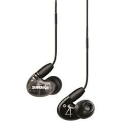 Shure AONIC 4 laidinės garsą izoliuojančios ausinės „Dual Triver Hybrid In-Ear Fit“ nuimamas laidas, suderinamas su „Apple“ ir „Android“ įrenginiais – juodas