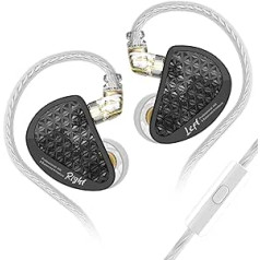 LINSOUL KZ AS16 Pro 16BA subalansuotos armatūros tvarkyklės Ausinės HiFi Bass In-Ear Monitor Ausinės su nuimamu 0,75 mm 2 kontaktų kabeliu (juodas, su mikrofonu)