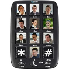 Simvalley Communications vyresnysis telefonas: vyresnysis fiksuotojo ryšio telefonas su 12 nuotraukų sparčiojo rinkimo mygtukų, laisvų rankų skambutis (fiksuotojo ryšio telefonas, didelio mygtuko telefonas, laisvų rankų skambutis)