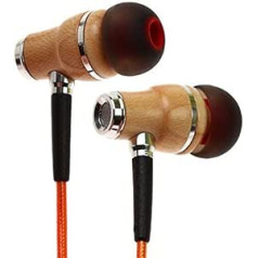 Simfonizuotas NRG 2.0 Premium IN Ear KOPFHÖRER Ohrhörer aus edlem Holz und Mikrofon - Geräuschisolierende Ohrstöpsel für Zuhause und Unterwegs, ideal zum Musikhören arba beim Sport (oranžinė)