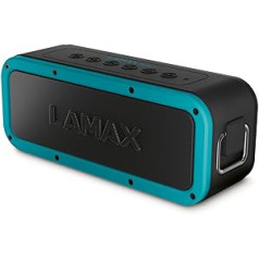 LAMAX Storm1 Bluetooth garsiakalbis 5.0, 40 W, nešiojama belaidė Bluetooth dėžutė su IP67 atsparumu vandeniui, 3 muzikos režimai, baterija iki 15 valandų, USB-C, NFC, 3,5 mm lizdas ir MicroSD, muzikos dėžutė