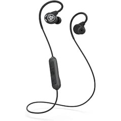 JLab Fit Sport 3 Bluetooth į ausis įdedamos ausinės – belaidės ausinės su lanksčiais atminties laidais ausų kabliukais, IP55 atsparumu prakaitui, triukšmo izoliacija ir tinkintu EQ3 garsu, juodos