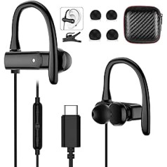 USB C ausinės, skirtos iPhone 15 Samsung A34 A33 A53 A54 S24 S23 Ultra FE, C tipo ausinės Sportinės ausinės su laidiniu mikrofonu ausyje USB C ausinės Ausinės už nieką Telefonas (2a) Oneplus 11