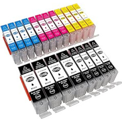 ESMONLINE 20 suderinamos XL spausdintuvo kasetės, skirtos Canon MG5750 MG7750 MG6850 TS5050 TS6050 TS8050 TS9050 4 x juoda 4 x foto juoda 4 x žydra 4 x purpurinė 4 x geltona