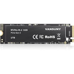 Vansuny SSD 1TB M.2 SSD NVMe vidinis SSD 1tb M.2 2280 Gen3x4 TLC skaitymo greitis 2700 M/S, skirtas žaidimų kompiuteriui atnaujinti