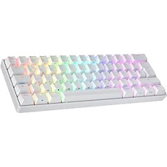 Reitinguota N60 Nova Mechanical 60 procentų klaviatūra, Hotswap žaidimų klaviatūra, 62 programuojami klavišai su RGB apšvietimu, PC / Mac Gamer, ISO DE QWERTZ (balta, Gateron Pro raudona)