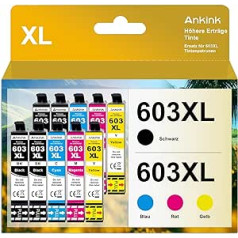 ANKINK suderinamos rašalo kasetės, skirtos pakeisti Epson 603XL kasetei 603 XL WF-2820DWF WF-2830DWF XP-2100 XP-2150 XP-3100 XP-3150 XP-4100 XP-4150 juodos spalvos paketas