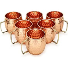 Zap Impex Moscow Mule variniai puodeliai – 6 rinkinys – 100 % rankų darbo gryno kieto maisto vario puodeliai – 16 uncijų aukščiausios kokybės kokteilių vario stiklas