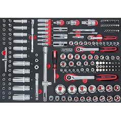 KS Tools 711.1011 175 dalių lizdų / priedų rinkinys 1/4 colio; 3/8 colio; 1/2 colio