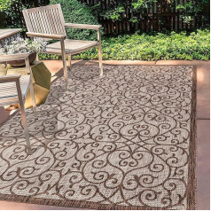 JONATHAN Y Madrid Vintage Filigree Textured Weave Indoor/Outdoor Area Rugs, polipropilenas (PP), 240 X 300 cm, Taupe/Espresso