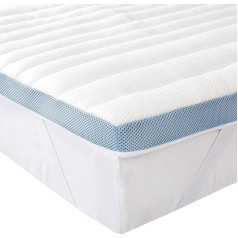 Amazon Basics - Čiužinio viršutinis sluoksnis 140 x 200 cm, 5 cm aukščio atminties putų čiužinio viršutinis sluoksnis su kaklaraiščiais, baltos spalvos