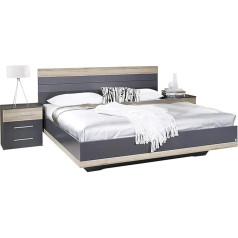 ‎Rauch Möbel Rauch Möbel Tarragona Futon lova su 2 naktiniais staliukais, pilka metalinė spalva ir Sanremo ąžuolo šviesus gulimas paviršius 160 x 200 cm Bendrieji matmenys Lova su naktiniais staliukais Š x V x G: 269 x 102 x 207