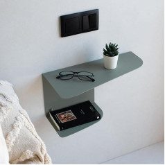 Miluka Nakties spintelės, 2 vnt., žalios spalvos | Naktinis staliukas pakabinamas 40 x 20 cm | Naktinis staliukas modernus Och tualetinis staliukas siauras | Mažas naktinis staliukas | Idealiai tinka kaip prieškambario baldai Och sieninė lentyna