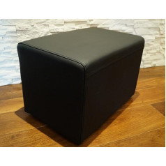 Quattro Meble Tikros odos taburetė 60 x 40 x 40 cm Karvės odos sėdynės kubas Kojinė minkštasuolis Minkšta taburetė Tikra oda Puff Black