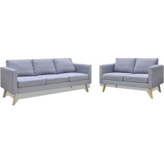 Chusui Sofos komplektas 2 ir 3 sėdimų vietų, sofa svetainei, butui, sofa su miego funkcija, poilsio sofa, sofos ir kušetės, relaksacinė sofa, audinys šviesiai pilkas
