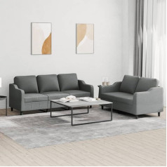 Lapooh 2-TLG. Sofos komplektas su pagalvėlėmis, tamsiai pilkas audinys, poilsio sofa, sofos ir kušetės, poilsio sofa, svetainės sofa, sofa su miegojimo funkcija - 3201835