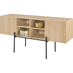 Padma House Televizoriaus spintelė, TV stovas, TV lentyna, 140 cm, žema lenta, skirta televizoriams iki 65 colių (ąžuolas, be briaunų)