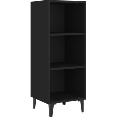 Vidaxl Stalčius su 3 skyriais Komoda Stalčius Šoninė spintelė Daugiafunkcinė spintelė Stovinti spintelė Juoda 34,5 x 32,5 x 90 cm Medienos medžiaga