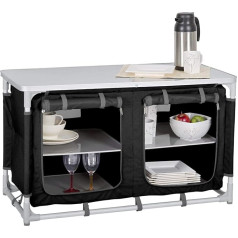 ‎Berger BERGER Sideboard camping kitchen - Sulankstoma kempingo spintelė su 4 laikymo skyriais ir krepšiu - Lauko kempingo spintelė virtuvė - Sulankstoma kempingo virtuvės spintelė su aliuminio rėmu