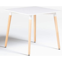 SKLUM Kvadratinis valgomojo stalas iš buko medienos ir MDF (80 x 80 cm) Karališkai baltas