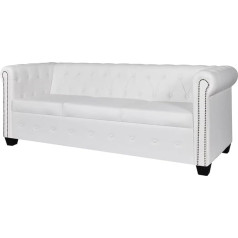Ciadaz Česterfildo sofa 3-vietė, sofa lova, sofa lova, sofa su miego funkcija, sofa lova, sofos ir sofos, Relax sofa, dirbtinė oda, balta