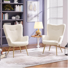 Yaheetech 2 x Wingback kėdė Elegantiškas fotelis Minkšta kėdė su atlenkiamu atlošu Atlošo kėdė iki 136 kg apkrovos Kėdė gyvenamajam kambariui / miegamajam