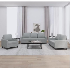 LAPOOH 3-TLG. Sofos komplektas su pagalvėlėmis, šviesiai pilkas audinys, Sofos ir kušetės, Sofa svetainė, Sofa jaunimo kambariui, Sofa poilsiui, Sofa miegamajam, Minkšta sofa - 3201428
