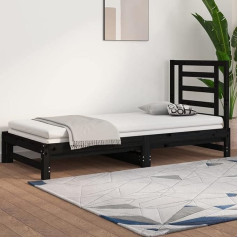 Homgoday Dienos lova Išskleidžiama sofa lova Sofa lova Dienos lova Sofa lova Sofa kušetė Medinė lova Svečių lova Lova Lova Sofa kambariui Juoda 2 x (90 x 200) cm Pušies masyvo mediena