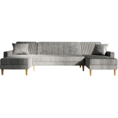 Grekpol Kampinė sofa Violetinė U Poso sofa-lova su miego funkcija (Poso 110 šviesiai pilka)