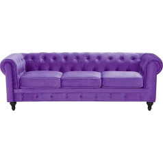 Beliani Klasikinė Chesterfieldo sofa Velveto audinio minkšta sofa Violetinė Chesterfieldo sofa