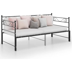 Zeyuan Išskleidžiama sofos-lovos rėmas, Svetainės sofa, Svetainės baldai, Jaunimo sofa, Svetainės lova, Sofos ir sofos, Jaunimo vaikų kambarys, Juodas metalas 90 x 200 cm