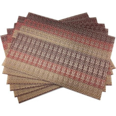 ‎Jimnoo Kilimėliai, 6 vnt., skirti virtuvei, valgomojo stalui, kilimėliai, PVC, kryžminis vinilas, aukso spalvos, kilimėlis, atsparus karščiui, plaunamas (Spalva : raudona, Dydis : vienas dydis)