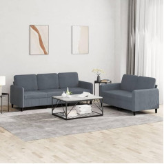 Gecheer 2 dalių sofos komplektas Sofa lova sofa minkšta sofa sofa sofos komplektas Lounge sofa sofa sofa svečių sofa minkštasuolis Sofos komplektas svetainės sofa sėdimieji baldai Tamsiai pilkas aksomas