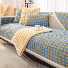 ‎Zqymm ZQYMM Velvet Sofa Cover 1 2 3 4 vietų L formos sofos užvalkalas, sofos užvalkalas kampinis sofos užvalkalas naminiams gyvūnams šunims sofos užvalkalas neslystantis sofos užvalkalas sofos apsauginis užvalkalas sofos užvalkalas, mėlynas,