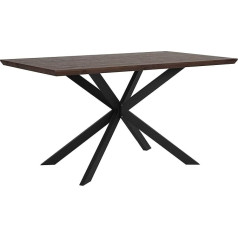 Beliani Unikalus tamsaus medžio spalvos valgomojo stalas juodomis kojomis140 x 80 cm 