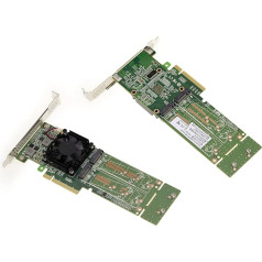 KALEA-INFORMATIQUE M2 PCIe 3.0 x8 valdiklio kortelė, skirta 4 M.2 NVMe M Key SSD diskams. Mikroschemų rinkinys PLX PEX 8747