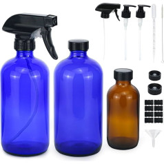 500 ml stiklinis purkštuvo butelis, tuščias rudo stiklo butelis su reguliuojamu purkštuku, plokščiu dangteliu, muilo dozatoriaus pompa, draugiškas aplinkai, daugkartinio naudojimo purkštukas, skirtas augalams, sodui (500 ml,