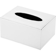 PATIKIL 6.7x4.7x3.1 Tuchbox Abdeckung PVC Leder Rechteck Wasserdicht Servietten Papier Handtuch Spender Halter für Arbeitsfläche Hause Büro Auto Weiß