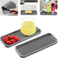 WASYPLSFOI Kriauklė Caddy virtuvės vonios kambario kempinė muilo indas Vanity mažas plastikinis silikoninis organizatorius laikiklis saugojimo indas lašėjimo padėklai priedai 2 Pack Grey
