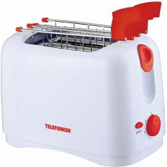 Telefunken M06495 2 riekelių skrudintuvas 800 W nerūdijančio plieno žnyplės, baltos spalvos