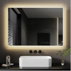 EMKE® Vonios veidrodis su apšvietimu 80 x 60 cm LED sieninis veidrodis 3000 K šiltai balta Sieninis jungiklis Vertikalus / horizontalus montavimas IP44 Apsauga nuo sprogimo Vonios veidrodis su apšvietimu Energijos taupymas