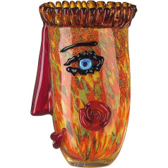 GILDE GLAS art Dekoratyvinė vaza - Vaza su veidu - Šiuolaikinė dekoratyvinė - Dizaino vaza - Aukštis 30 cm, oranžinė