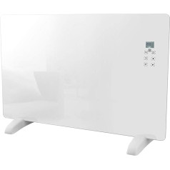 HAVERLAND CHRISTA-20 stiklinis konvektorinis elektrinis šildytuvas, 2000 W, pagalbinis šildytuvas, programuojamas, LCD ekranas, jutiklinis ekranas, nuotolinio valdymo pultas, 24 valandų laikmatis, baltas