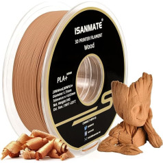 iSANMATE PLA+ gija 1.75, gelinė bertinė Holz gija 3D Drucker gija 1KG ritė (20% Holzpulver + 80% PLA+)