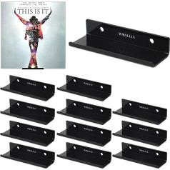 Vinilinių plokštelių lentyna Akrilo pakuotė, 12 vinilinių plokštelių lentyna 10 x 3,5 x 2 cm Vinilinių plokštelių sieninis laikiklis su varžtais plokštelėms, plokštelėms, plokštelėms, popfigūroms, kolekcionuojamiems daiktams, nuotraukoms
