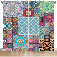 Violetpos 245 x 140 cm, 2 užuolaidų su kilpelėmis rinkinys Miegamojo užuolaidos su kilpelėmis Užuolaidos užuolaidos užuolaidos spalvingos psichodelinės mandalos gėlė