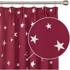 Deconovo UK Silver Star Motif Blackout užuolaida su raukiniais juosta