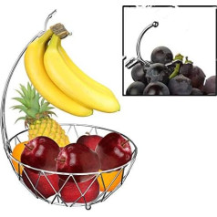 DongJiang Roselife bananų laikiklis, vynuogių vaisių krepšelis, metalinis vaisių krepšelis, sulankstomas krepšelis, bananų stovas, vaisių laikymo vieta, sidabrinis dubuo (sidabrinis)